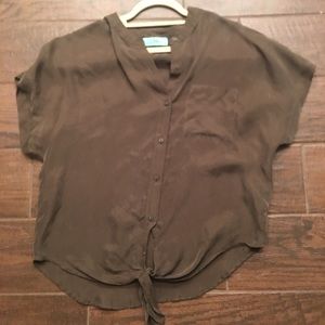 Karlie Olive Green crop tie shirt